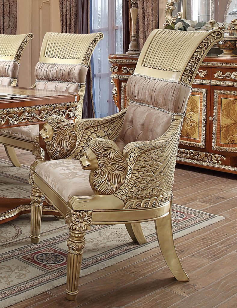 Homey Design HD-8024 - Arm Chair Metallic Bright Gold & Golden Tan